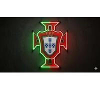 Letrero iluminado de led Neón regalo Portugal Fútbol,Luz Decoración de Pared,Incluido en el paquete :vinilo, metacrilato con neón led 40x30cm aproximadamente alimentación 12 v,cadena y cable 2m.
