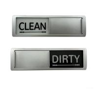 Letrero indicador magnético acrílico para lavavajillas con palanca deslizante limpia/sucia, parte trasera magnética fuerte antiarañazos para todos los lavavajillas, 17,8 x 5 cm, negro plateado (plata)