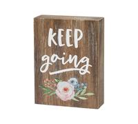Letrero inspirador con vetas de madera en miniatura de 4"" (Sigue adelante)