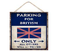 Letrero inspirador de madera para el hogar, estacionamiento para británicos, solo todos los demás serán remolcados, decoración de estante para despensa, bandera de países del mundo, letreros de madera
