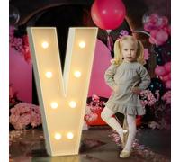 Letrero LED brillante de 3.3 pies con letras del alfabeto V, fácil de montar, luces de marquesina, perfecto para propuestas, baby shower, Halloween, Navidad, hogar, habitación, fiesta, decoración, V