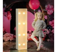 Letrero LED brillante de 4 pies con letras del alfabeto I, fácil de montar, luces de marquesina, perfecto para propuestas, baby shower, Halloween, Navidad, hogar, habitación, fiesta, decoración, I