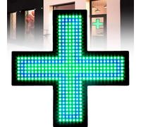 Letrero LED con cruz médica, letrero de neón LED con cruz para farmacias, 3 modos de funcionamiento: encendido permanente, intermitente y parpadeo general, resistente, con interruptor de tirador, comp