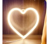 Letrero LED de neón con forma de corazón, luz de neón para niñas, decoración de habitación rosa, dormitorio, lámpara de corazón alimentada por USB o pilas para boda, día de San Valentín, día de la