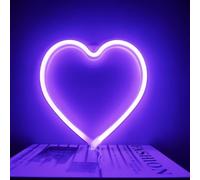 Letrero LED de neón con forma de corazón, luz de neón para niñas, decoración de habitación rosa, dormitorio o dormitorio, lámpara de corazón alimentada por USB o batería para boda, día de San Valentín
