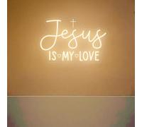 Letrero LED de neón con texto en inglés "Jesus Is My Love", luz de neón cristiana personalizada para el día de Navidad, versículo de la Biblia, decoración de pared para el hogar, regalos de Navidad