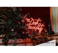 Letrero LED de neón con texto en inglés "Til Death Do Us" para fiesta, boda, hogar, decoración hecha a mano, para decoración de pared, PVC, 14 x 17 pulgadas