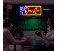 Letrero LED de neón en el aire para estudio de podcast, decoración de otoño, letreros de verano, letrero de feliz otoño, letrero de aire, letrero de transmisión, letreros LED geniales para sala de