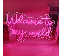Letrero LED de neón, luz de neón LED para decoración de pared, acrílico neón con USB, regulable, bonitas luces de pared, decoración para salón, cumpleaños, fiesta, boda, casa (Welcome to My World)