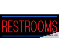 Letrero LED de neón real con líneas azules para baños, hecho a mano, para decoración de pared, PVC, 14 x 17 pulgadas