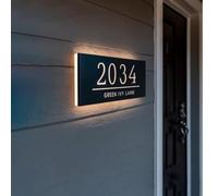 Letrero LED personalizado con número de casa, números de buzón, letreros de dirección iluminados para casas, números de casa LED para exteriores, letreros de dirección de casa para casa (40 x 25 cm)