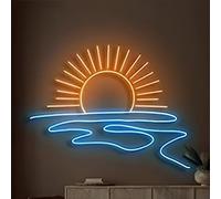 Letrero LED Puesta de sol Letreros de neón Ondas Led Luces decorativas de pared para el hogar Lámparas de noche de amanecer Montañas Decoración Luz USB Brillo ajustable