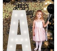 Letrero Luminoso Grande Con Números Y Letras, Blanco, Marquesina De Espuma Decorativa 90 Cm Precortada For Fiestas, Cumpleaños, Celebraciones, Aniversarios Graduaciones(A,70cm/2.3ft)