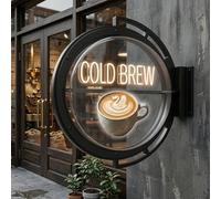 Letrero luminoso holográfico 3D para publicidad, resistente al agua, de doble cara, con proyector de hologramas 3D y control por app, ideal para restaurantes, cafeterías y tiendas(50cm/20in)