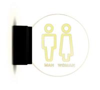 Letrero luminoso para el baño, Letrero luminoso redondo de 8 pulgadas for baño de hombres y mujeres, acrílico decorativo for baño.(A)