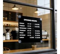 Letrero magnético cambiable de horario comercial, letrero de metal con ventosas, intercambiable, reutilizable y grabable, letreros abiertos magnéticos para ventana de tienda(Black)