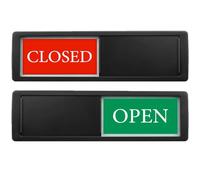 Letrero magnético deslizante abierto y cerrado para puerta de negocios, tienda de negocios, oficina, ventana, restaurantes, bares, tiendas minoristas (negro)
