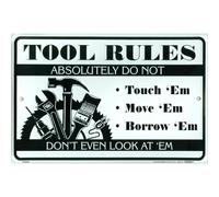 Letrero met lico novedoso con reglas de HangTime Tool ""No tocar"", divertido para decorar el jard n de tu casa o habitaci n.