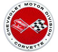 Letrero met lico redondo con el logotipo de Corvette de Chevrolet Motor Division: letrero cl sico de Corvette para garaje, taller o cueva de homb
