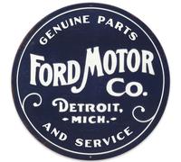 Letrero met lico redondo en relieve de Ford Motor Co.: arte mural cl sico de Ford para garaje o taller.