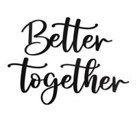 Letrero met lico Vivegate ""Better Together"" para pared - 45,7 x 40,6 cm, color negro, moderno, estilo r stico, para colgar en la pared del hogar