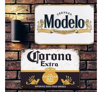 Letrero Metálico 2 Piezas Cervezas Corona Modelo Beer House No Es Fácil De Deformar Metal Estaño Signo Divertido Cartel De Metal para WC Garaje Cocina 20X30Cm