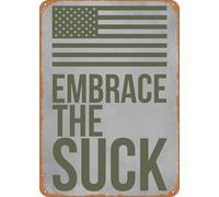 Letrero metálico "Abraza el fracaso" para decoración de pared, ideal para la guarida del hombre, regalo para fanáticos militares, bar o pub. Pósteres decorativos militares para hombres y mujeres (20