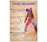 Letrero metálico con lecciones de vida sobre el cricket, decoración vintage para clubes, póster de hojalata de jugador de cricket, placa decorativa para pared, 12x16 pulgadas