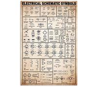 Letrero metálico con símbolos de esquemas eléctricos, decoración vintage para oficina, pósteres de conocimientos eléctricos para el aprendizaje en casa, infografías, placas, decoración de pared para
