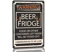 Letrero metálico de advertencia divertido: "Si deja cerveza, comida u otros recipientes en el refrigerador, se tirarán". Letrero vintage para el refrigerador del hogar, para bares, pubs, tiendas, cuev