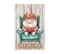 Letrero metálico de bienvenida, divertido arte de pared de metal, póster vintage de hombre con sofá, decoración para jardín, cafetería, sala de estar, sala de juegos, colores brillantes, fácil de colg