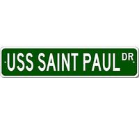 Letrero metálico de calle del USS SAINT PAUL CA 73 de la Armada