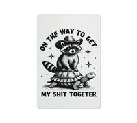 Letrero Metálico De Camino A Arreglar Mis Asuntos: Mapache Montando Tortuga Regalo De Cumpleaños Tin Sign Personalizado Letrero Metal Para Hombre Cueva Restaurante Taller S