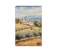 Letrero metálico de hojalata con diseño de póster de viaje andaluz, arte paisajístico español, pintura de paisaje andaluz, decoración de paisajes españoles, arte simbólico de la Alhambra (2) 8 x 12 p