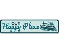 Letrero metálico del lago Nuestro lugar feliz