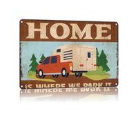 Letrero metálico divertido de 8x12 pulgadas: "Home Is Where We Park It" (El hogar es donde lo estacionamos), letrero de aluminio para decoración de pared, ideal para el hogar, la habitación, el dormit