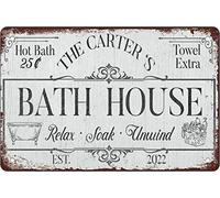 Letrero metálico divertido para casa de baños, decoración retro para pared, ideal para el hogar, jardín, bares, restaurantes, cafeterías, oficinas, tiendas, pubs y clubes. 30 x 20 cm (12 x 8 pulgadas