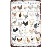 Letrero Metálico El Arte Del Alfabeto Del Pollo Placas Metálicas Retro Cartel Chapa Placa Divertido Póster Para Garaje Hogar Restaurante 20X30cm