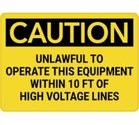 Letrero Metálico Es Ilegal Operar Este Equipo Dentro De Líneas De Alto Voltaje No Es Fácil De Deformar Letrero De Metal Decoración Placas Metálicas para Casa Campo Pared Hotel 20X30Cm