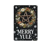 Letrero Metálico Feliz Navidad, Acebo Y Estrella De Cinco Puntas Regalo De Cumpleaños Cartel De Metal Perfecto Tin Sign Para Hombre Cueva Cafetería Club S