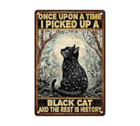 Letrero Metálico Gato Érase Una Vez Que Recogí Un Gato Y El Resto Es Historia Café Divertidas Carteles De Metal Divertidos Placa De Metal para Pub Karaokes Jardín 30X20Cm