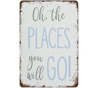 Letrero Metálico Impresiones De Viajes Creativas De Oh, Los Lugares A Los Que Irás Resistente Al Desgaste Y Duradero Chapas Metalicas Exquisita Y Hermosa Letrero De Metal para Cafetería 20X30Cm