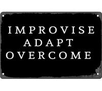 Letrero Metálico Improvisar, Adaptarse Y Superar Humor Letrero Metal Regalo De Cumpleaños Para Hombre Cueva Club S