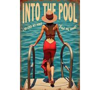 Letrero Metálico Mujer Océano Entro A La Piscina para Perder La Cabeza Y Encontrar Mi Alma Retro Metal Estaño Signo No Se Oxida Fácilmente Letrero De Metal para Hotel Garaje Taberna 20X30Cm