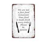 Letrero Metálico No Somos Un Restaurante De Comida Rápida. Su Comida Se Prepara Fresca En Cada Pedido Letreros Metalicos Cartel De Metal para Taller Restaurante M
