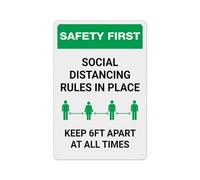 Letrero Metálico Normas De Distanciamiento Social De Seguridad Ante Todo Vigentes No Se Oxida Fácilmente Letrero De Metal No Es Fácil De Deformar Chapas Metalicas para Aseo Hotel Hogar 20X30Cm