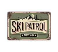 Letrero Metálico Patrulla De Esquí Montaña Árbol Sol Flecha Aventura Primeros Auxilios Tin Sign Perfecto Cartel De Metal Para cafetería Taller S