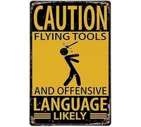 Letrero Metálico Precaución: Herramientas De Vuelo Y Reglas De Herramientas Con Lenguaje Ofensivo Humor Cartel De Hojalata Regalo De Cumpleaños Para Taller Hombre Cueva S