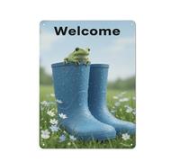 Letrero Metálico Rana Bienvenida A Casa Regalo De Cumpleaños Cartel De Hojalata Humor Tin Sign para Club Taller Hombre Cueva M