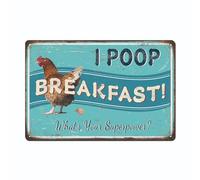 Letrero metálico retro de 30 x 40 cm con diseño de huevos frescos de granja y gallinero. Letreros divertidos con forma de huevo de gallina. Ideas para regalos. Desayuno con caca. ¿Cuál es tu superpod